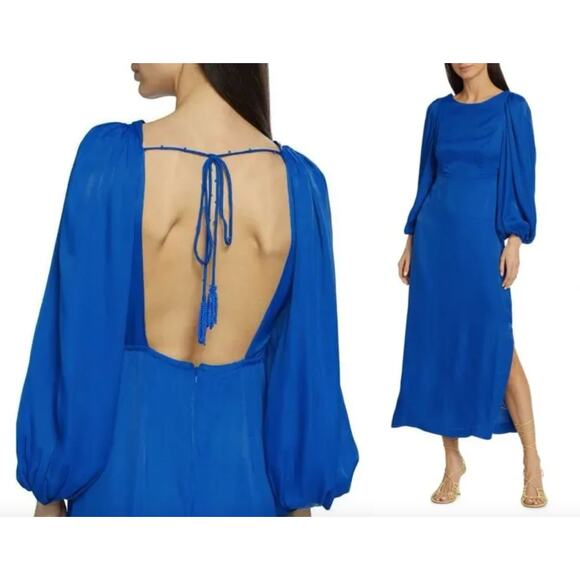 FARM Rio | Open-Back Midi Dress in Royal Blue | Sz XS - Picture 1 of 13